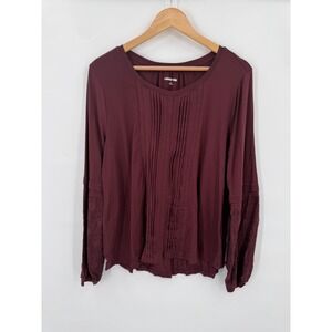 Lands End Top Shirt Womens L Boho Crochet Casual Basic Work School Office